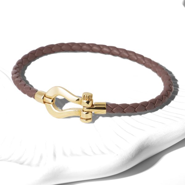 دستبند چرم امگا قهوه ای